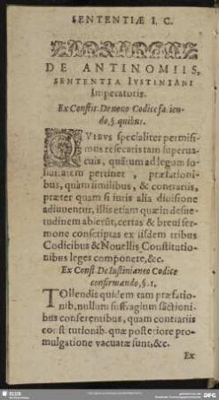 De Antnomiis, Sententia Justiniani Imperatoris
