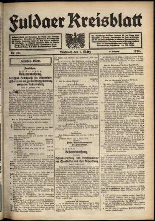 Zweite Ausgabe vom Mittwoch, den 01. März 1916.