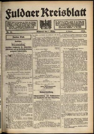 Zweite Ausgabe vom Mittwoch, den 01. März 1916.