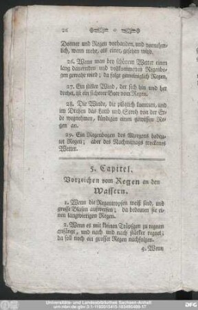 5. Capitel. Vorzeichen vom Regen an den Wassern.