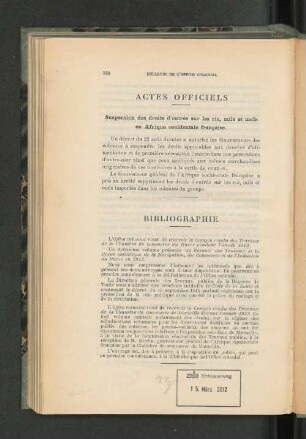 Actes Officiels.