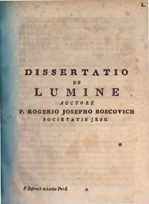 Dissertatio De Lumine