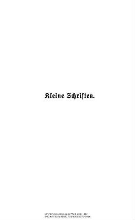 Kleine Schriften
