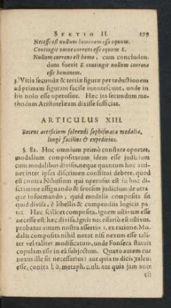 Articulus XIII. Recens artificium solvendi sophismata modalia, longe facilius [et] expeditius.
