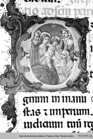 Missale Romanum : Buchseite mit Text und historisierter Initiale E: Anbetung der Könige
