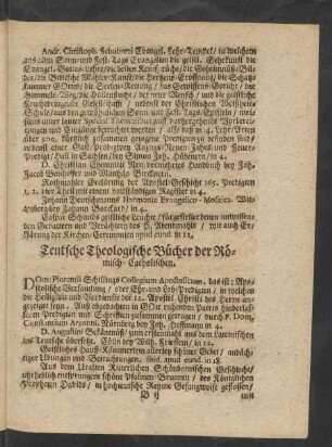 Teutsche Theologische Bücher der Römisch-Catholischen.
