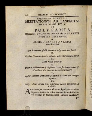 240-257, Spec. 587. De Polygamia