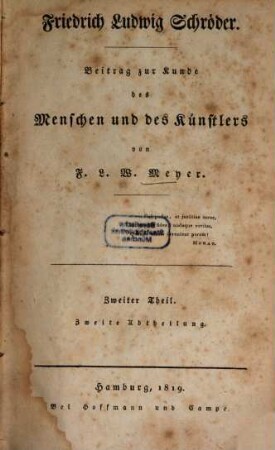 Friedrich Ludwig Schröder : Beitrag zur Kunde des Menschen und des Künstlers ; in zwei Theilen, 2,2