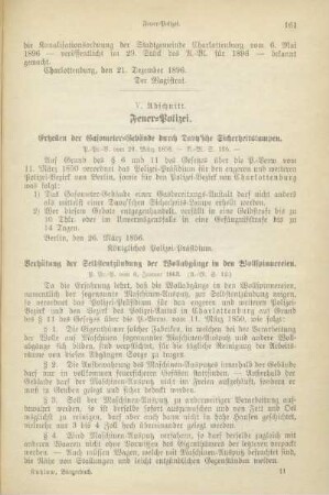 V. Abschnitt. Feuer-Polizei