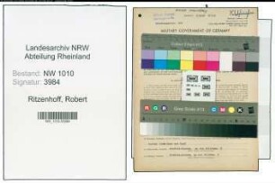 Entnazifizierung Robert Ritzenhoff , geb. 15.04.1902 (Kaufm.Angestellter)