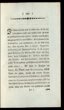 [Ein Wort an Universitäten und Consistorien ... ]
