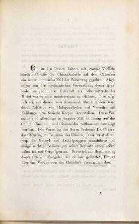 Beiträge zur Kenntniss des Chinidin's