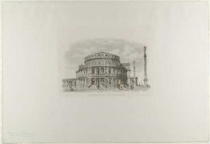Ansicht des Theaters. Aus der Mappe "Das Königliche Hoftheater zu Dresden", hrsg. v. Gottfried Semper, Braunschweig 1849