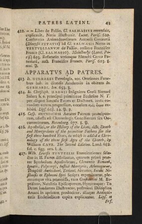 43-60, Apparatus ad Patres - Theologi Scholastici et Pontificii