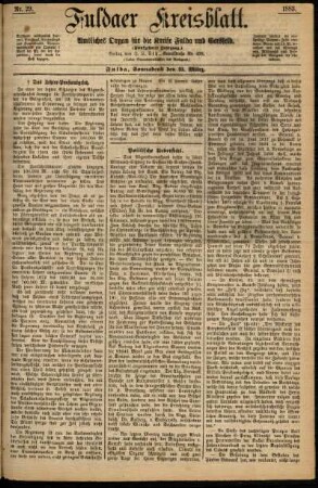 Erste Ausgabe vom Samstag, den 10. März 1883.