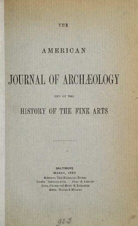 American journal of archaeology : the journal of the Archaeological Institute of America. 2. 1886
