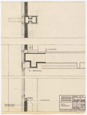 Hochschulbibliothek, Karlsruhe Neubau: Detail Außenhaut, 1:10