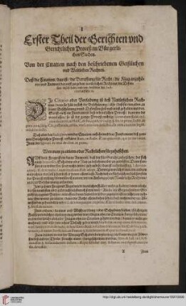 Erster Theil der Gerichten und Gerichtlichen Proceß in Bürgerlichen Sachen. Von der Citation nach den beschriebenen Geistlichen und Weltlichen Rechten.