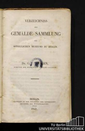 Verzeichniss der Gemälde-Sammlung des Königlichen Museums zu Berlin