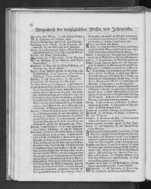 Verzeichniß der vorzüglichsten Messen und Jahrmärkte.