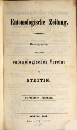 Entomologische Zeitung. 14. 1853
