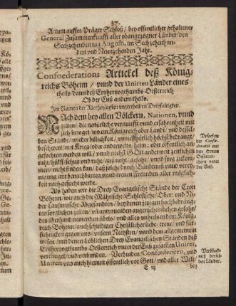 37-44, Confoederations Artickel deß Königreichs Böheim