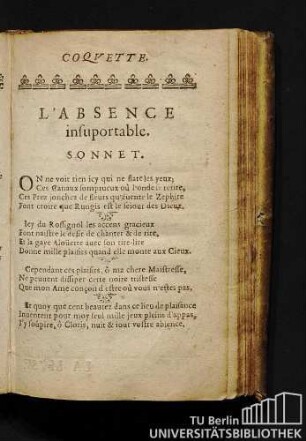 L'Absence insuportable. Sonnet.