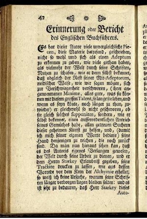 Erinnerung oder Bericht des Englischen Buchführers.