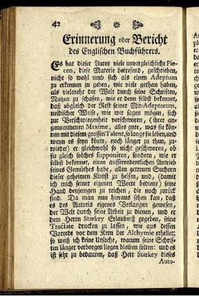 Erinnerung oder Bericht des Englischen Buchführers.