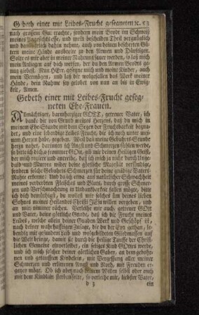 Gebeth einer mit Leibes-Frucht gesegneten Ehe-Frauen.