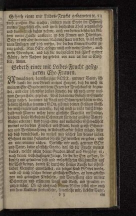 Gebeth einer mit Leibes-Frucht gesegneten Ehe-Frauen.