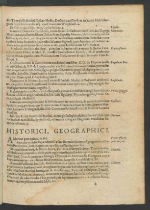 Historici, Geographici.
