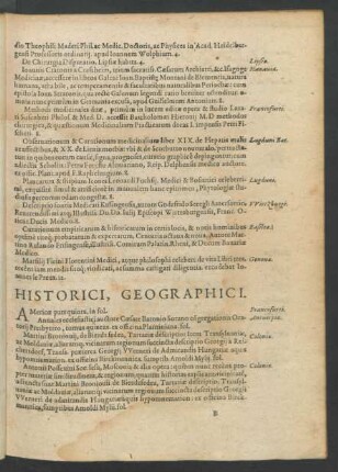 Historici, Geographici.