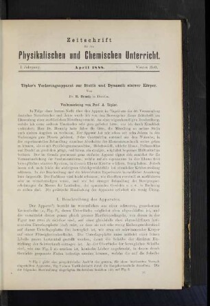 Töpler's Vorlesungsapparat zur Statik und Dynamik starrer Körper.