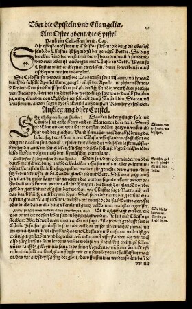 Am Oster abent/ die Epistel Pauli zun Colossern im iii. Cap.