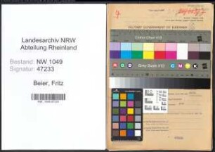 Entnazifizierung Fritz Beier , geb. 24.03.1891 (Werkmeister)