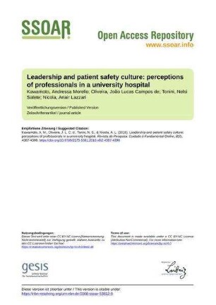 Leadership and patient safety culture: perceptions of professionals in a university hospital