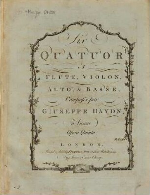 Six quatuor à flûte, violon, alto & basse : op. 5