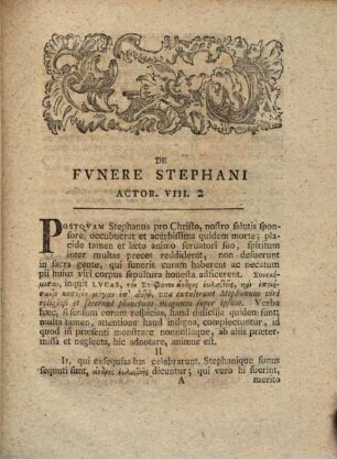 Dissertatio De Fvnere Stephani Act. VIII. 2
