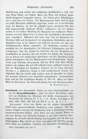 289-291 [Rezension] Grützmacher, Georg, Hieronymus