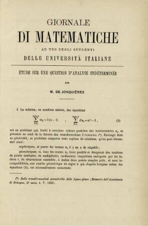 Étude sur une question d'analyse indéterminée.