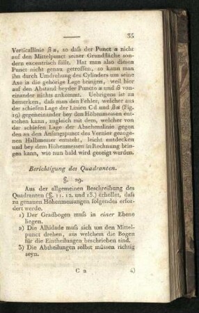 Berichtigung des Quadranten