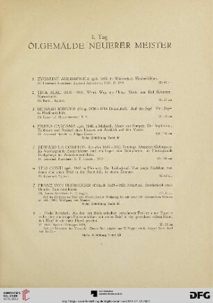 Ölgemälde neuerer Meister (Nr. 1-65)