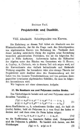 VIII. Abschnitt. Schnittpunkte von Kurven.