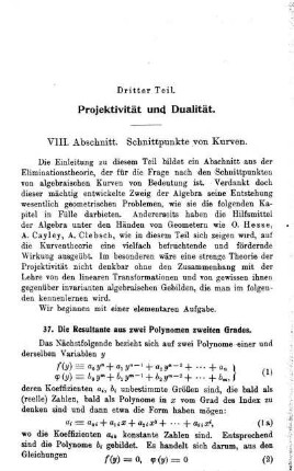 VIII. Abschnitt. Schnittpunkte von Kurven.