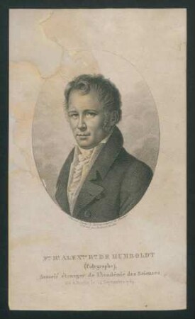 Fic. Hi. Alexdre bon de Humboldt; Associé étranger de l'Ácadémie des Sciences
