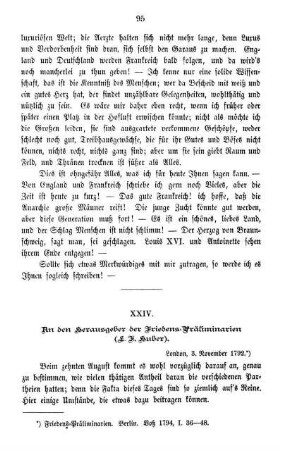XXIV. An den Herausgeber der Friedens-Präliminarien (L. F. Huber).