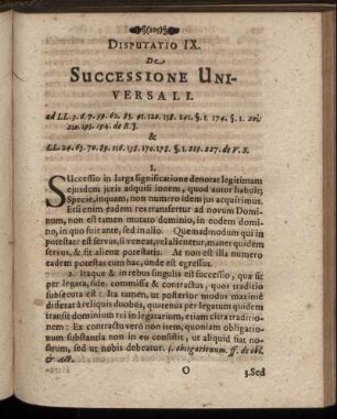 Disputatio IX. De Successione Universali.