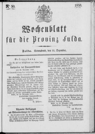 Nr. 50, Ausgabe vom 11. Dezember 1858