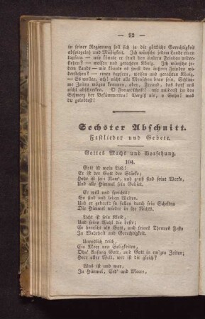 Sechster Abschnitt. Festlieder und Gebete.